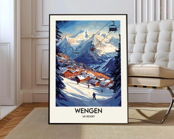 Wengen Ski Resort Poster Wall Art Print Photo