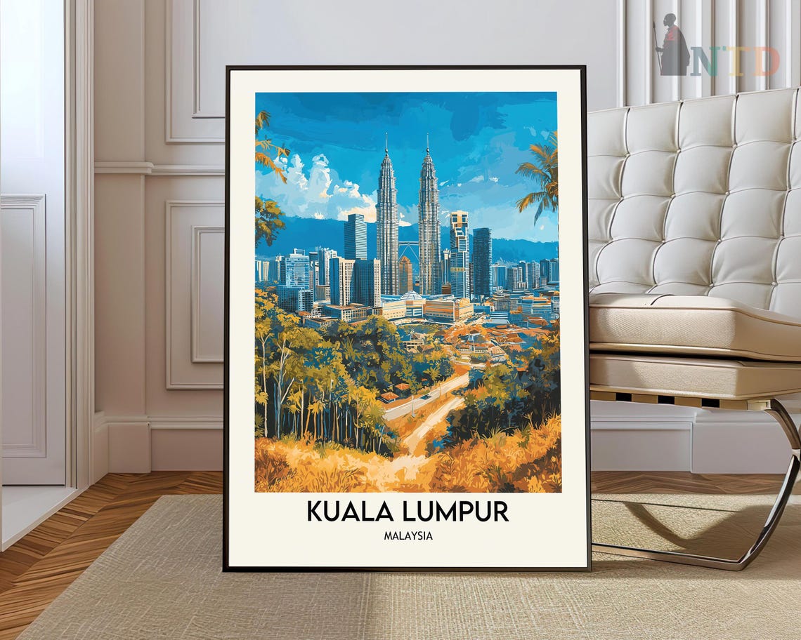 Kuala Lumpur Malaysia Daytime Skyline Tropical Travel Poster
