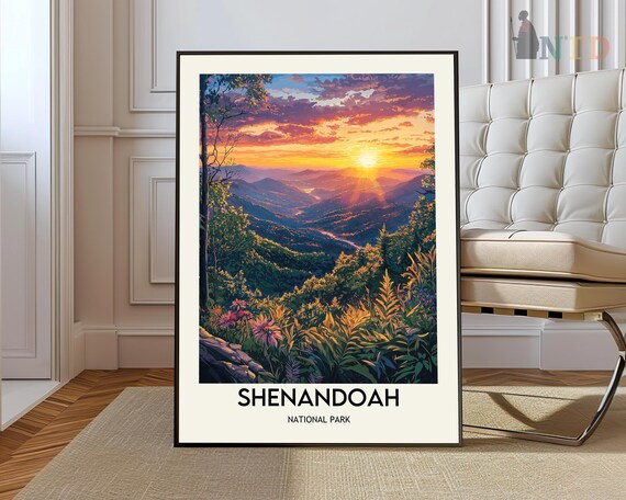 Shenandoah National Park Sunset Mountain Valley Travel Art Poster