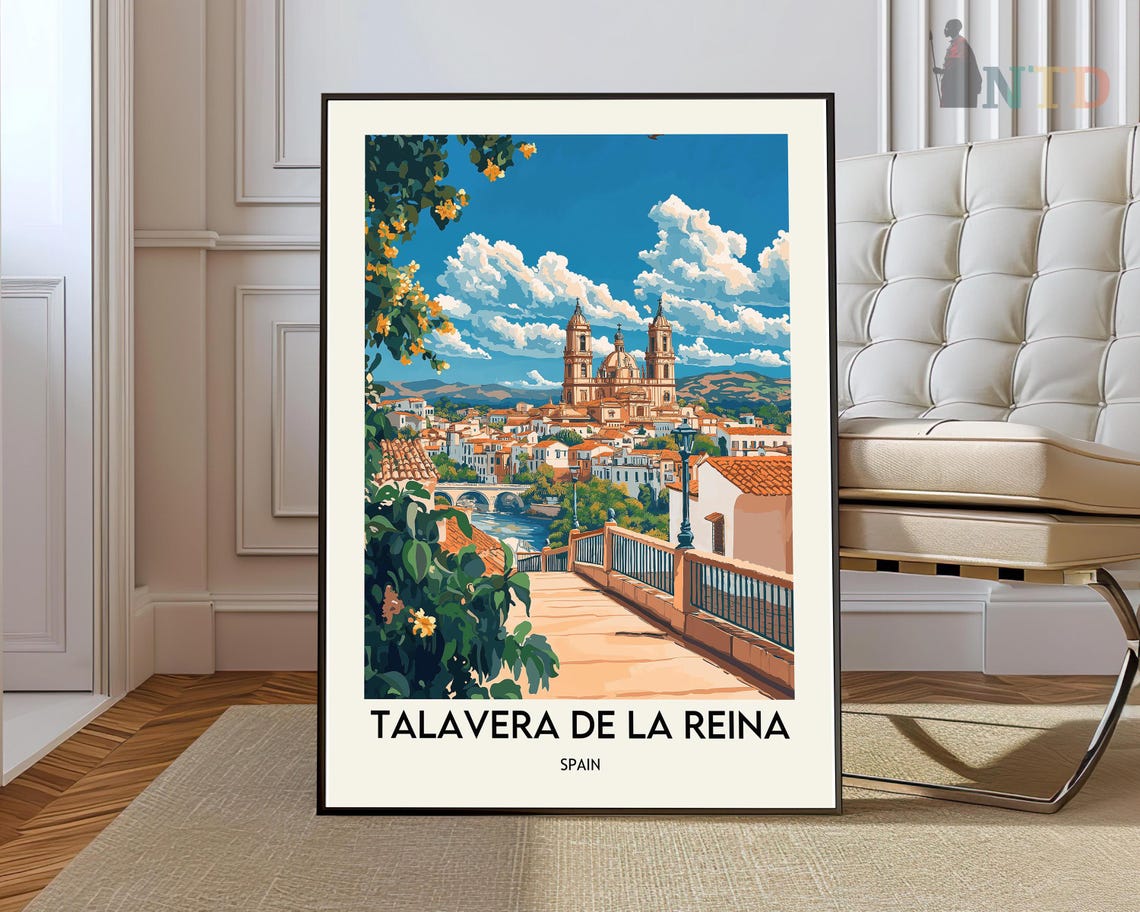 Historic Talavera de la Reina Spain Cathedral River Travel Poster