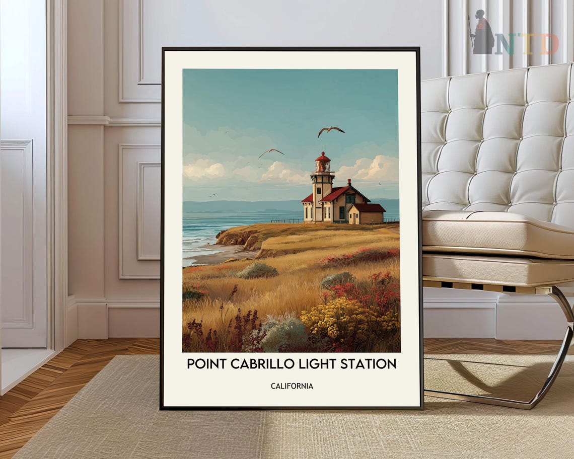 Point Cabrillo Light Station Golden Shore California Travel Poster