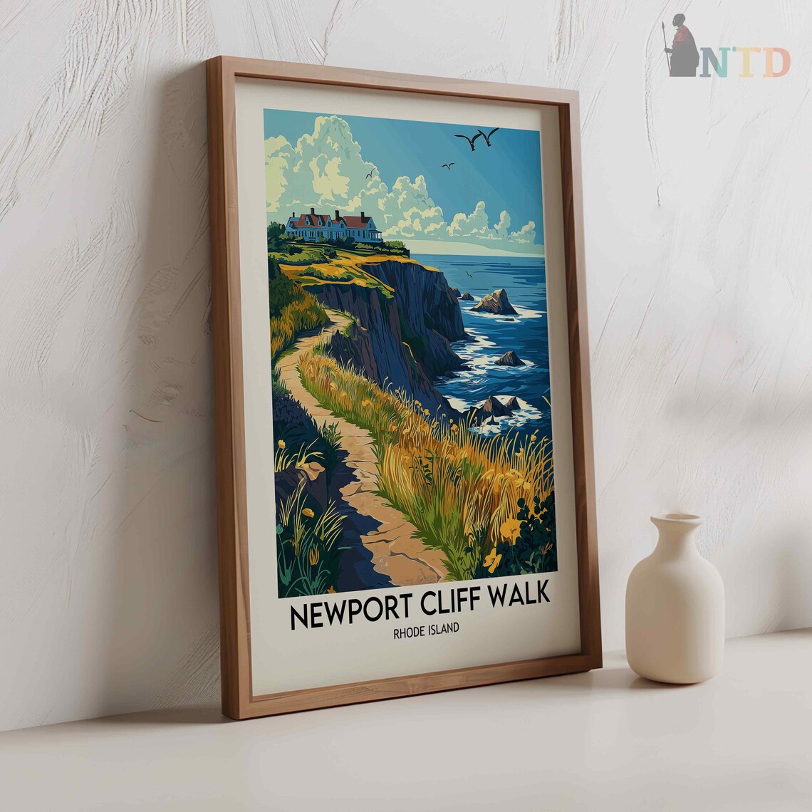 Newport Cliff Walk, Rhode Island Travel Poster - Image 3