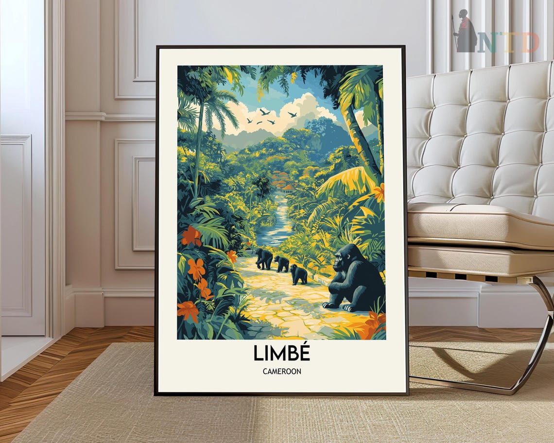 Limbe Cameroon Jungle Gorillas Tropical Wildlife Travel Poster