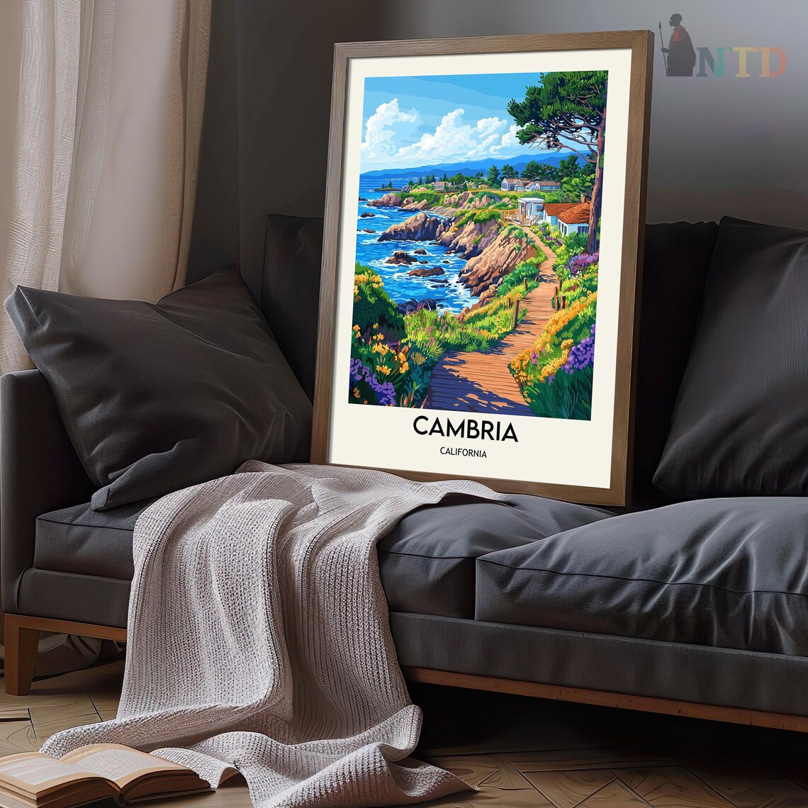 Cambria California Coastal Bluff Trail With Wildflowers Poster - Image 3