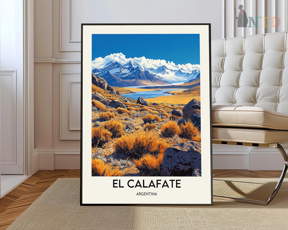 El Calafate Argentina Golden Patagonia Steppe Mountain Lake Poster