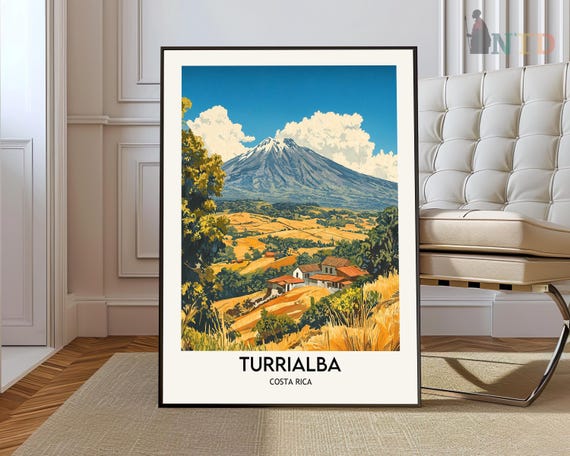Turrialba Volcano Poster Costa Rica Travel Art Print