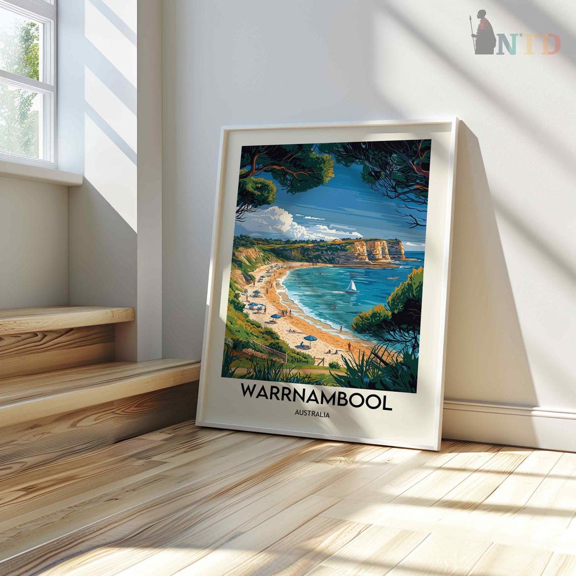 Warrnambool Australia Coastal Beach Cliffs Scenic Travel Poster