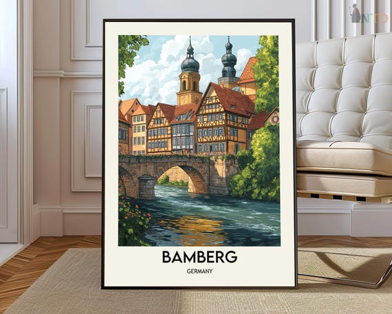 Bamberg Poster Wall Art Print Photo Travel City Germany Map