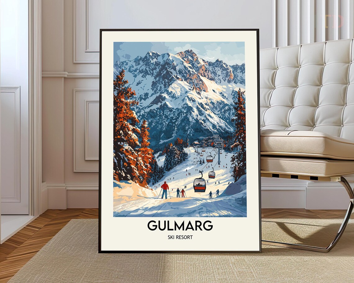 Gulmarg Ski Resort Vintage Himalayan Slopes Gondola Scene Poster