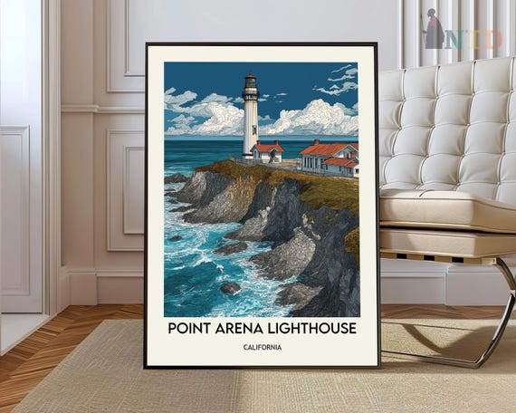 Point Arena Lighthouse Poster Wall Art Print Photo Mendocino