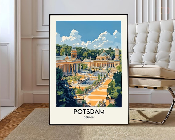 Potsdam Germany Sanssouci Palace Gardens Vintage Travel Poster