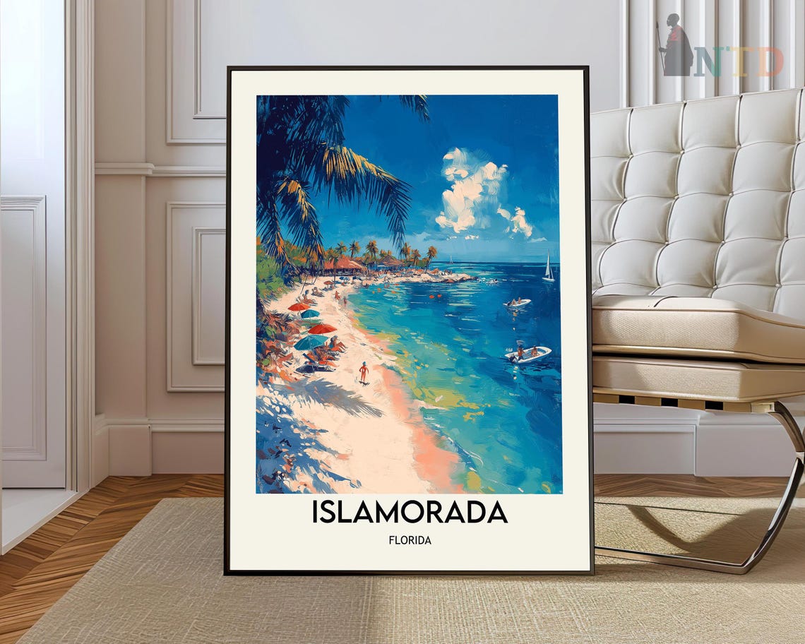Islamorada Florida Shaded Palms On A White Sand Beach Cove Poster