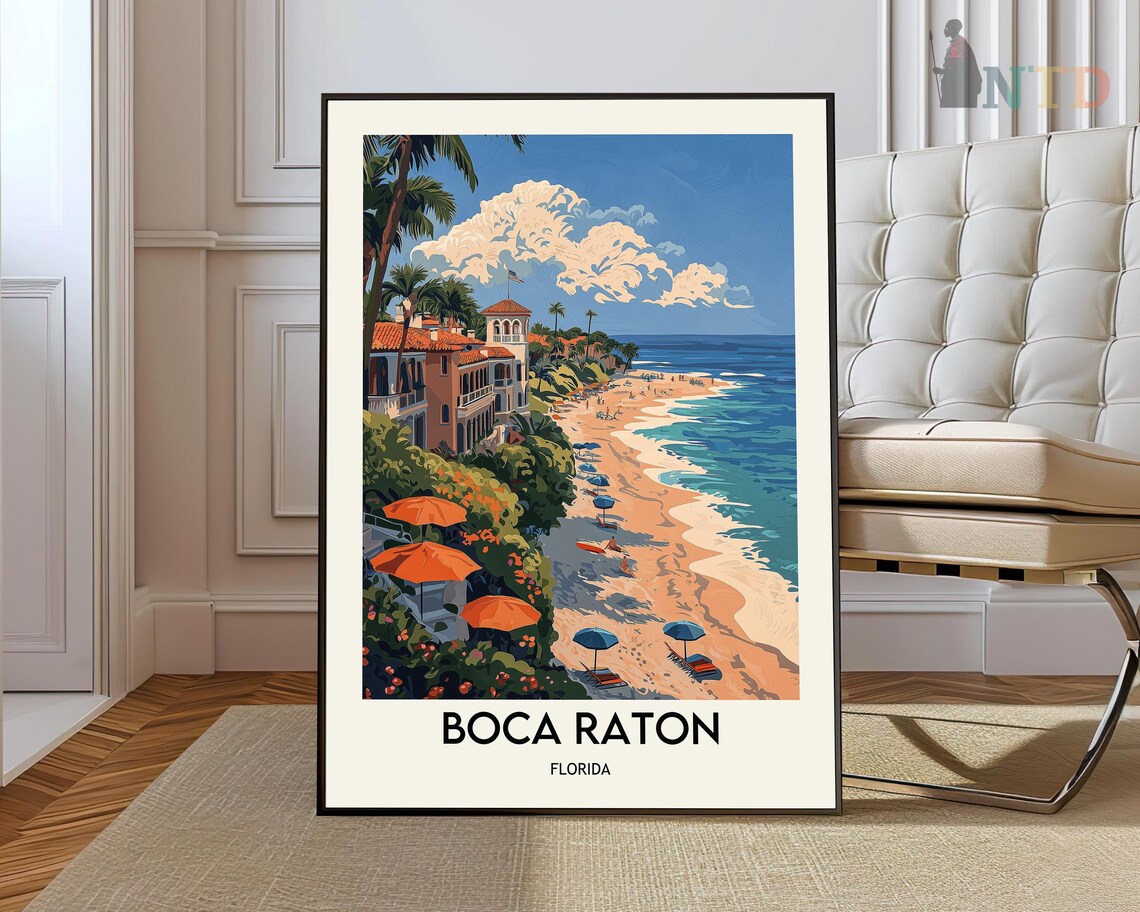 Boca Raton Travel Poster, Florida Wall Art Print