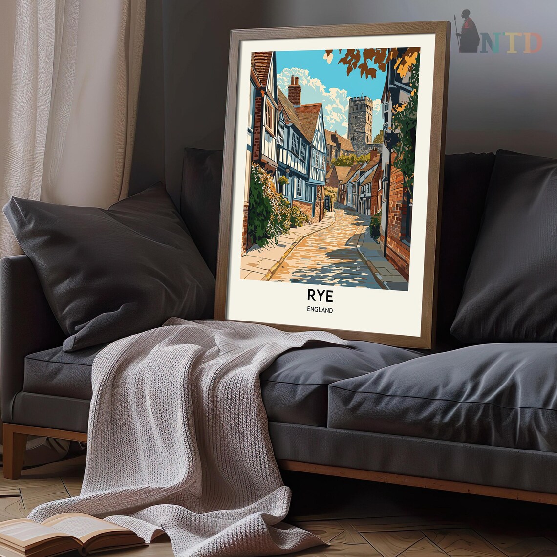 Historic Cobbled Street Rye East Sussex England Travel Poster - Image 3