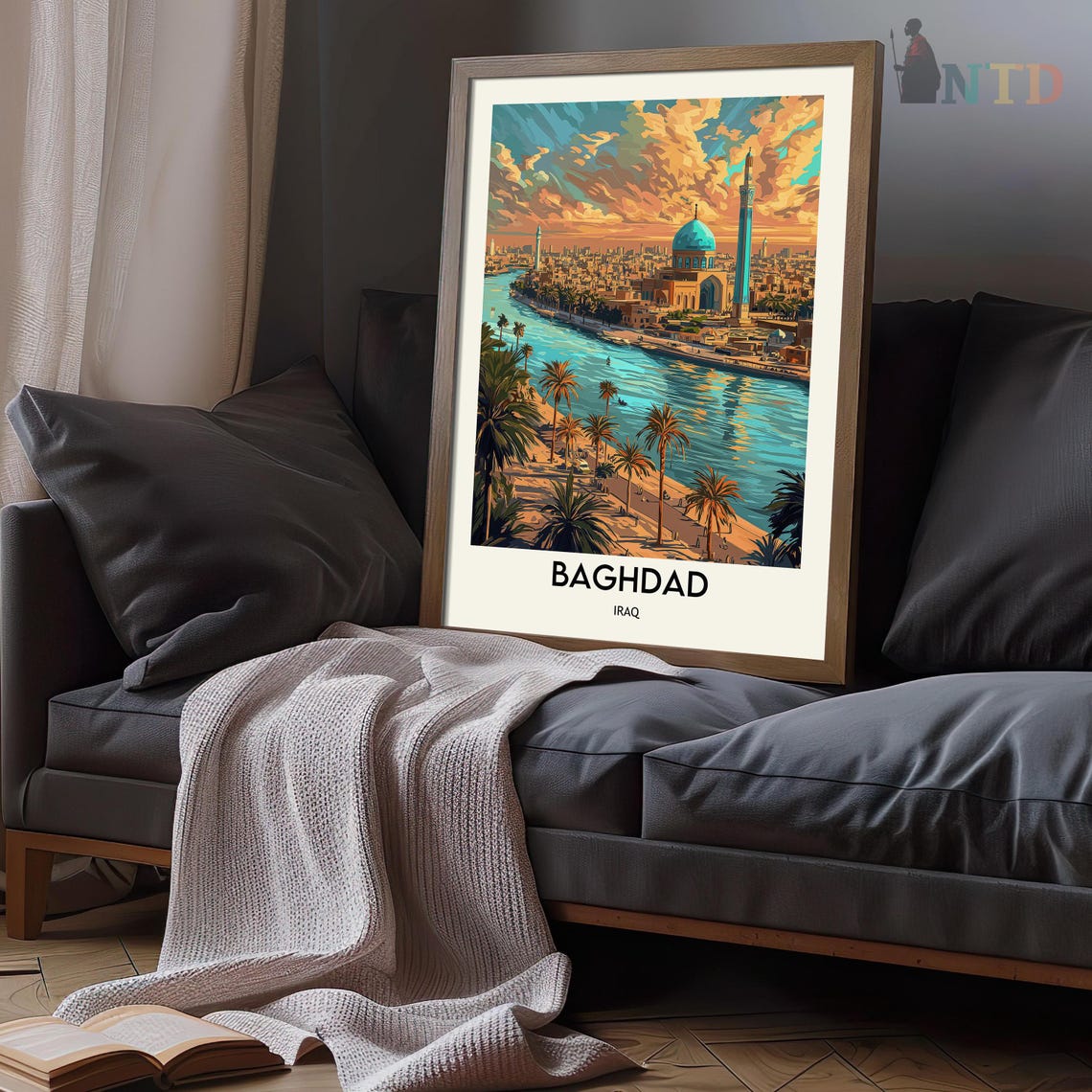 Golden Sunset Over the Tigris River Baghdad Iraq Travel Poster - Image 3