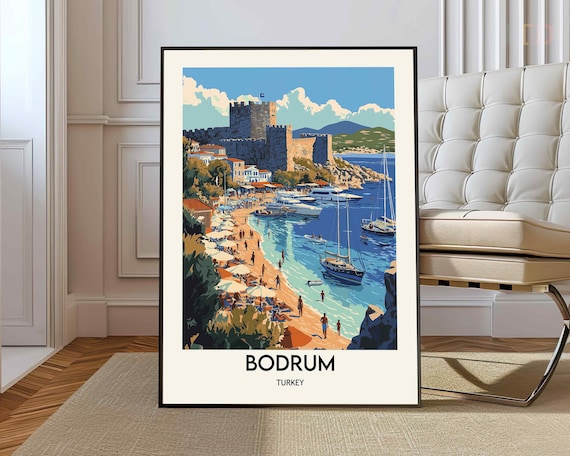 Bodrum Travel Poster, Turkey Wall Art Print