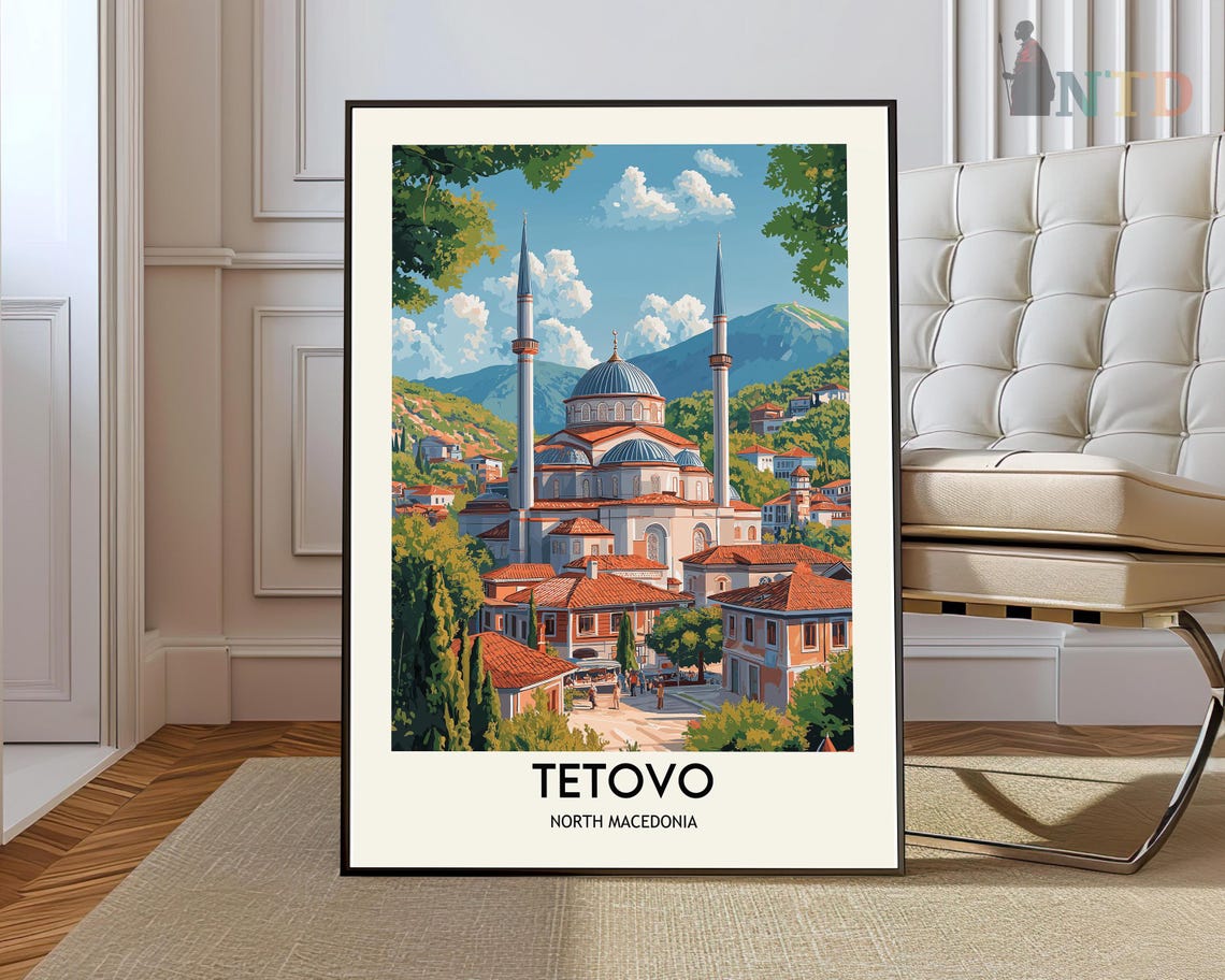 Tetovo North Macedonia Painted Mosque Old Town Travel Poster