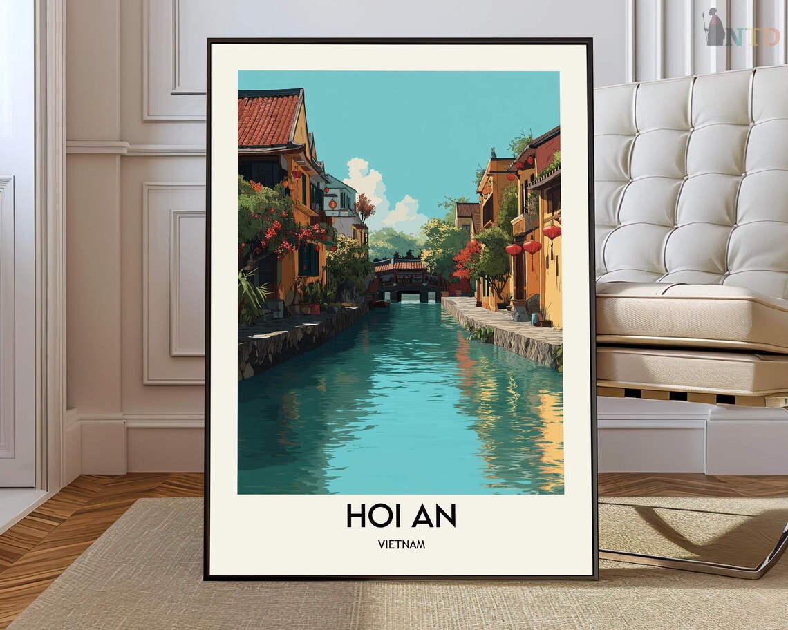 Hoi An Vietnam Lantern Canal Old Town Waterfront Travel Poster