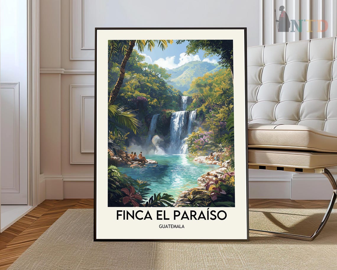 Finca El Paraiso Guatemala Jungle Waterfall Tropical Nature Poster