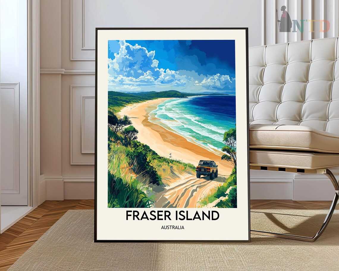 Fraser Island Travel Poster, Place Wall Art