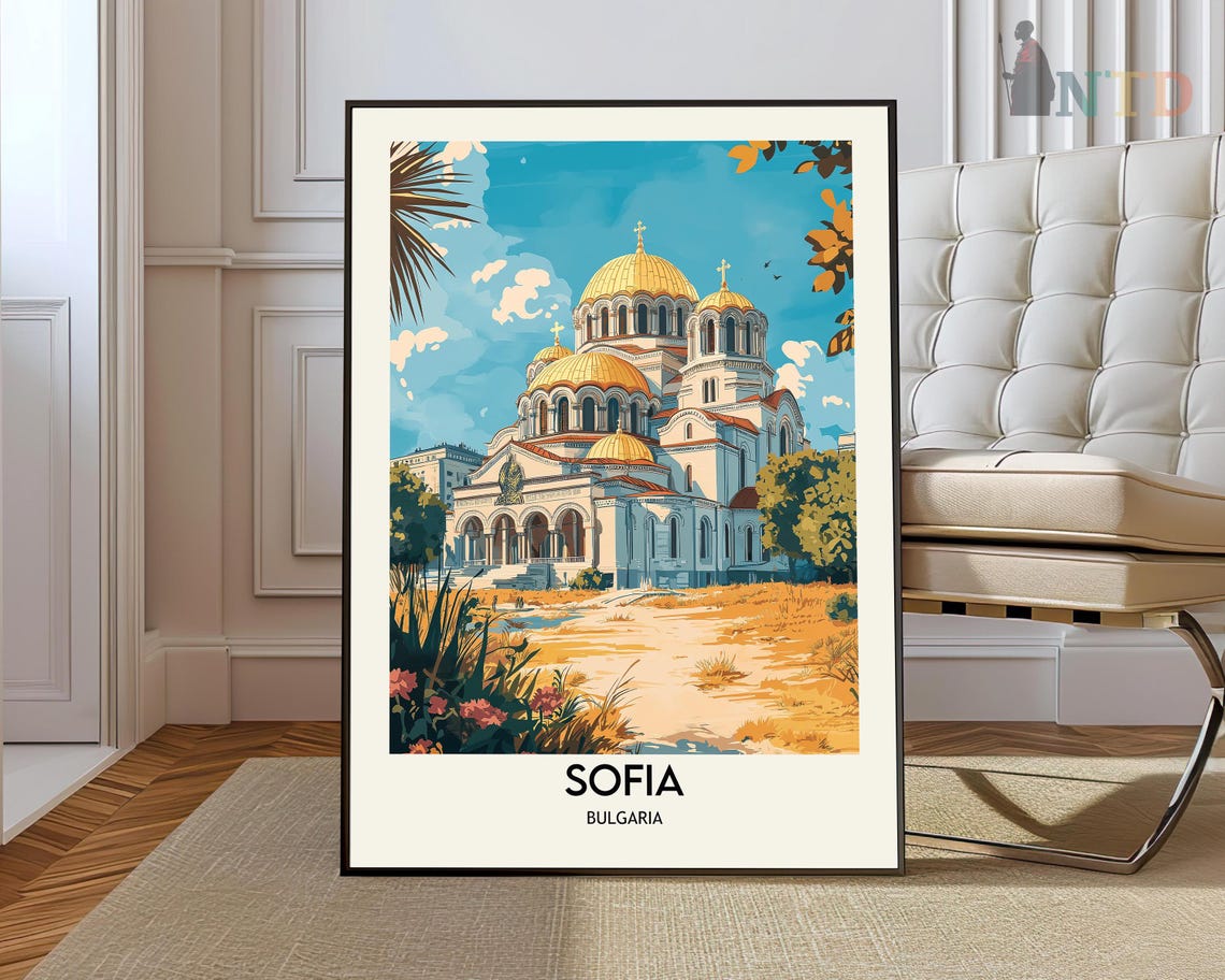 Sofia Bulgaria Golden Domed Cathedral Landmark Travel Poster