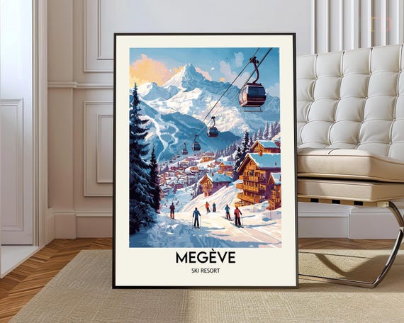 Megve Ski Resort Poster Wall Art Print Photo France