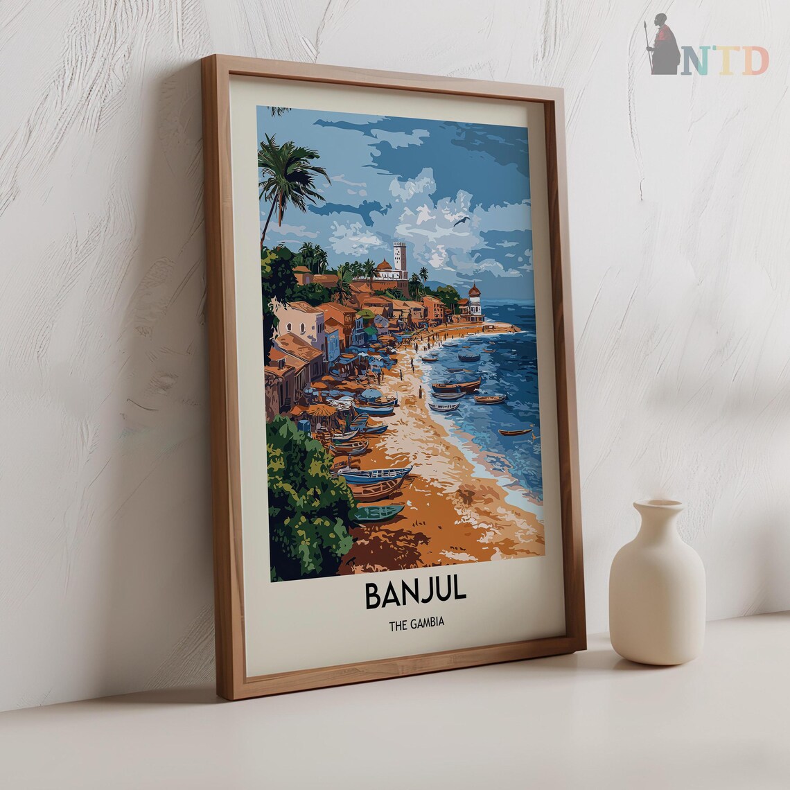 Banjul The Gambia Beach Fishing Boats Harbor Vintage Travel Poster - Image 2