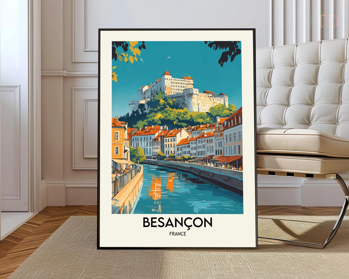 Besançon France Hilltop Citadel Towering Over the River Poster
