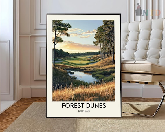 Forest Dunes Golf Club Marsh Sunset Golden Grass Pines Poster