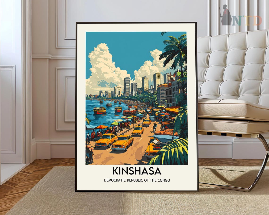 Kinshasa Democratic Republic Of Congo Riverfront Taxi City Poster