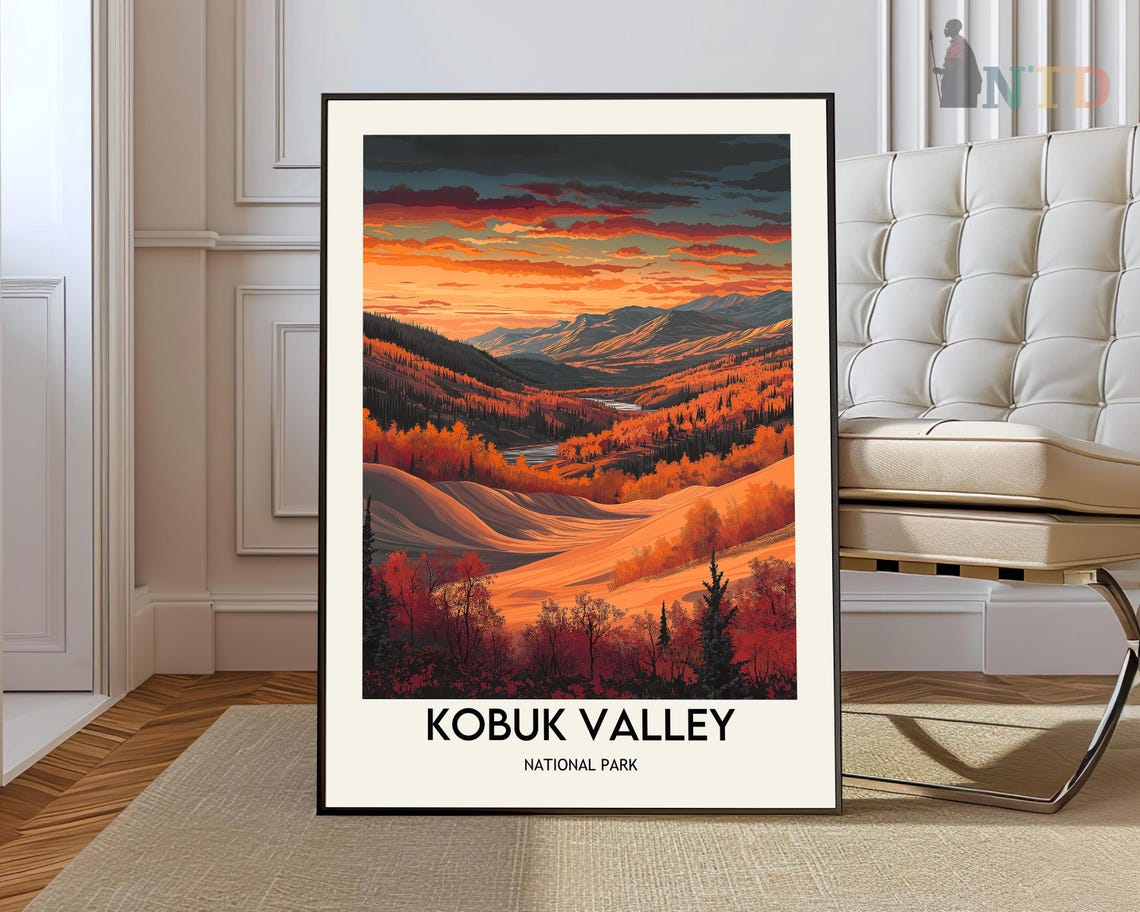Kobuk Valley National Park Autumn Sunset Golden Dunes Landscape Poster