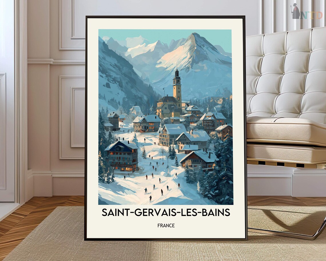 Saint Gervais Les Bains France Ski Village Slopes Winter Poster