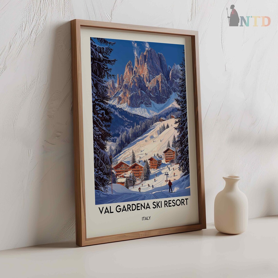 Val Gardena Italy Dolomites Ski Resort Village Vintage Travel Poster - Image 2
