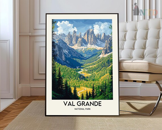 Val Grande National Park Italian Alps Valley Illustration Poster