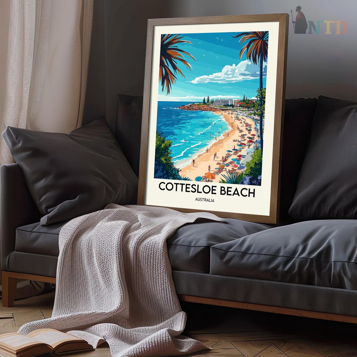 Cottesloe Beach Australia Curving Bay Framed By Palm Trees Poster - Image 3