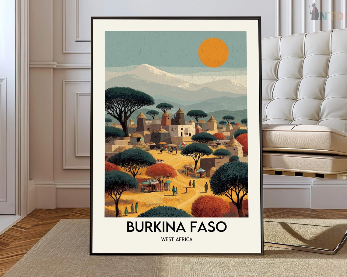 Burkina Faso Travel Poster, Place Name Wall Art