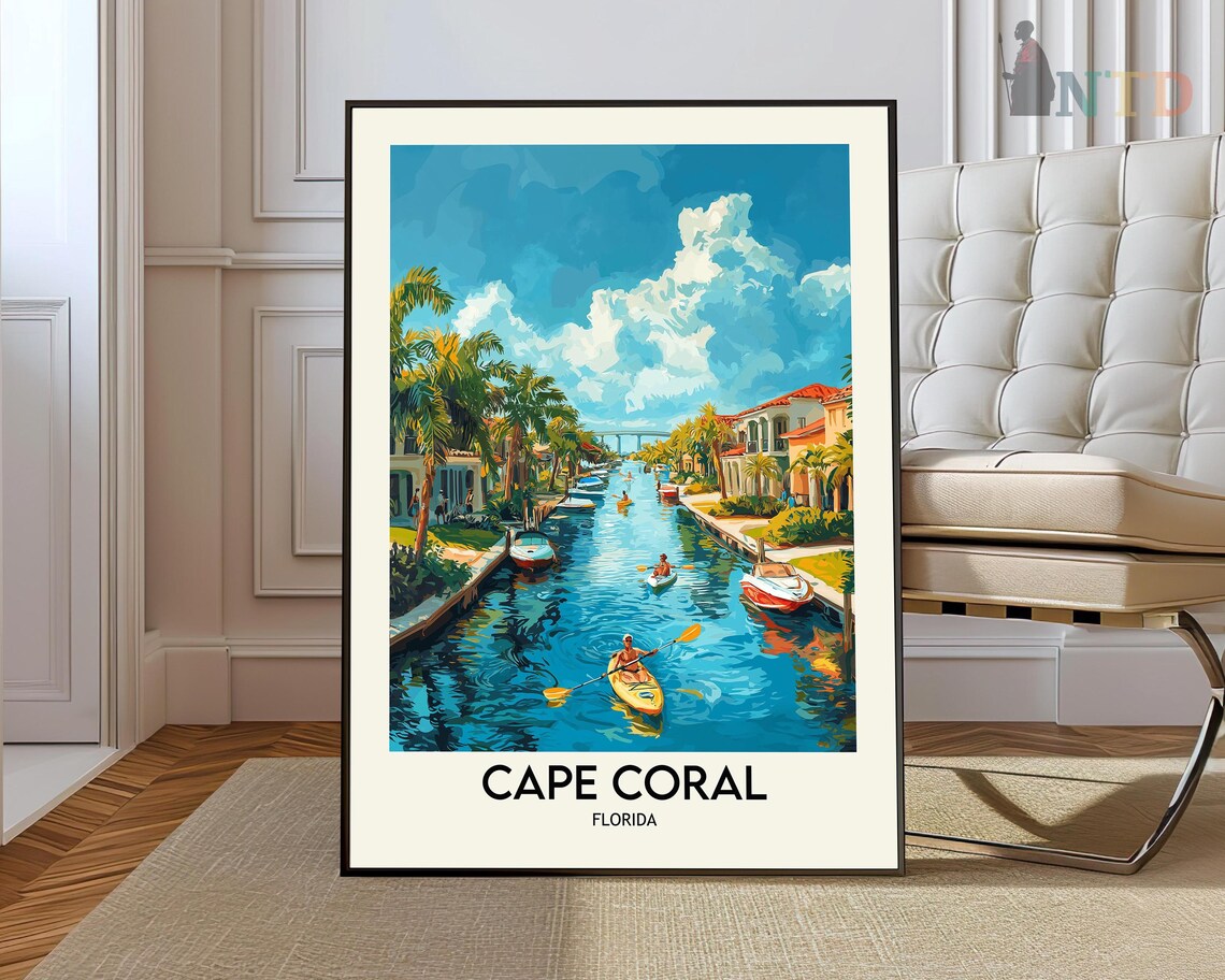 Cape Coral Travel Poster, Florida Wall Art