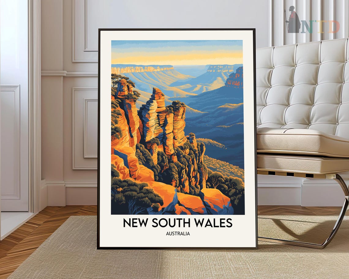 New South Wales Australia Sandstone Cliffs Sunset Travel Poster