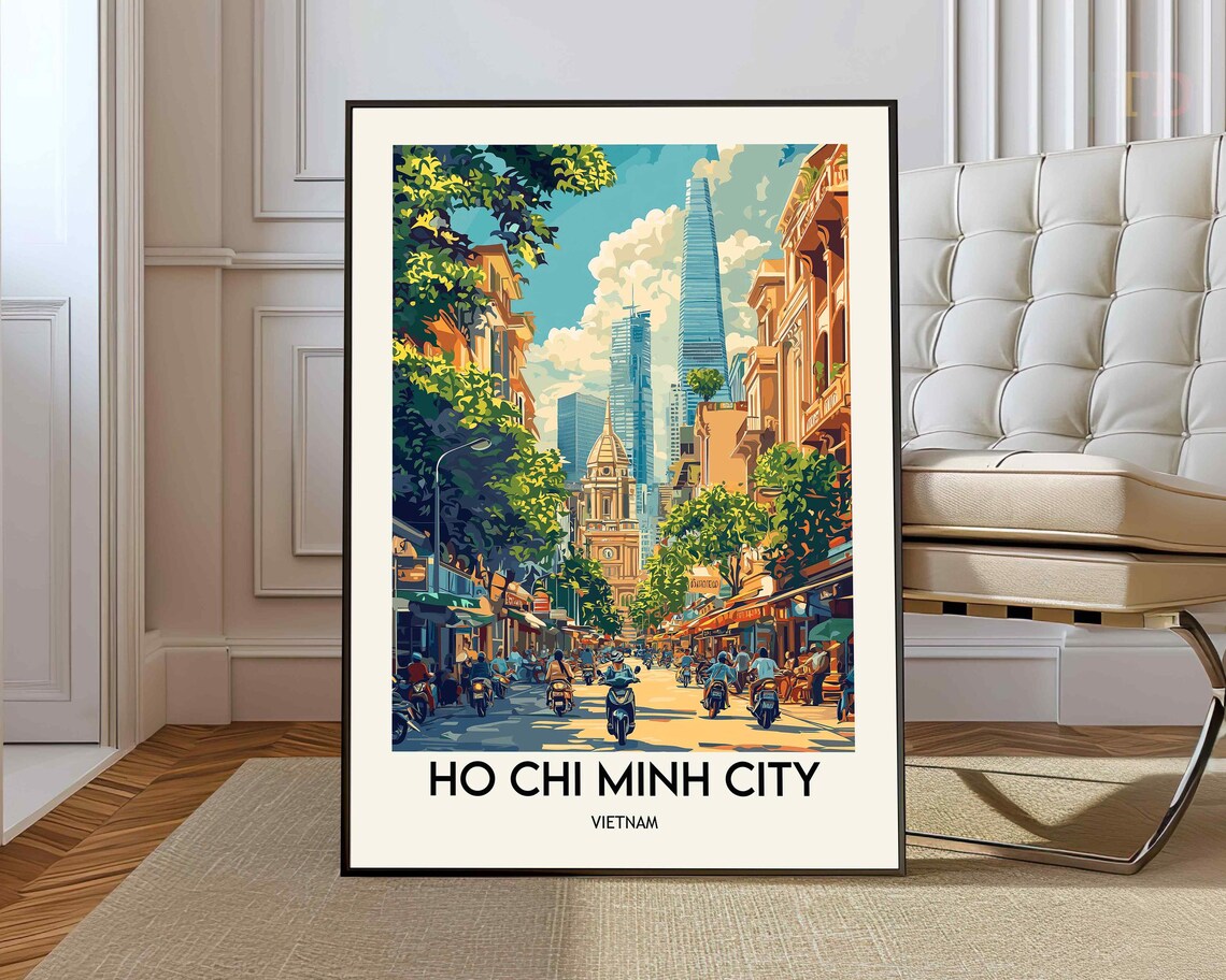 Ho Chi Minh City Travel Poster, Saigon, Vietnam