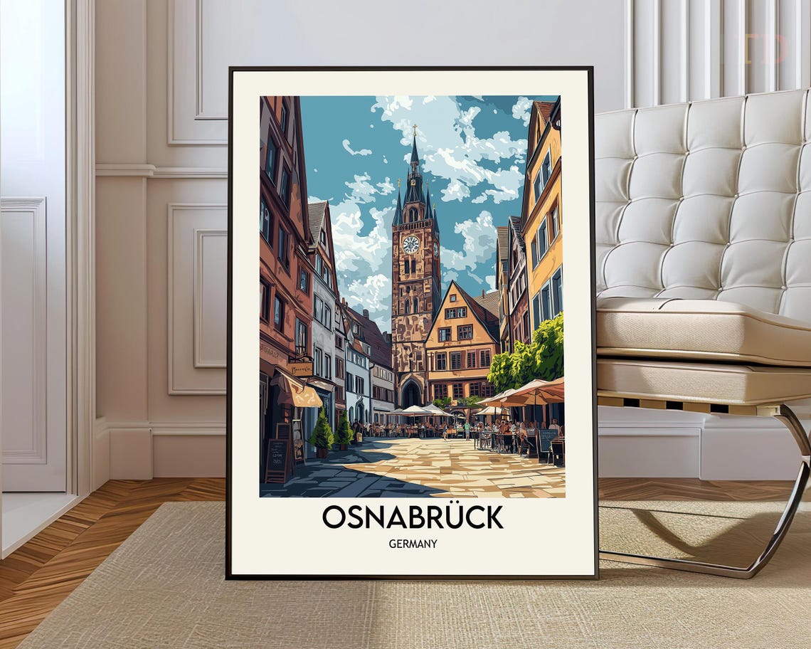 Osnabrueck Germany Historic Clock Tower Square Travel Poster