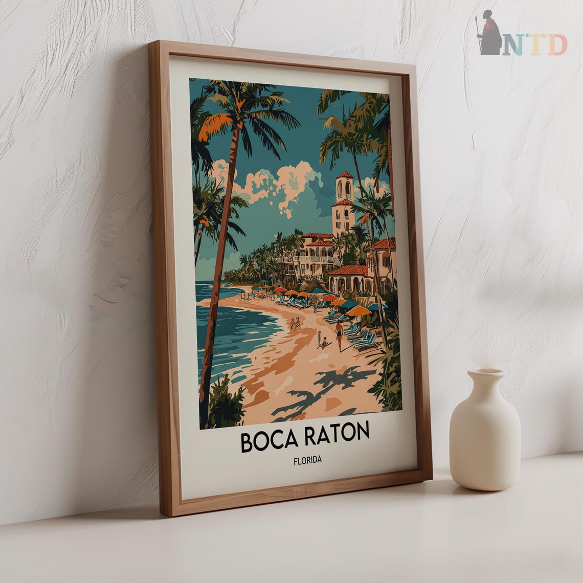 Boca Raton Florida Beach Resort Palm Trees Vintage Travel Poster - Image 2
