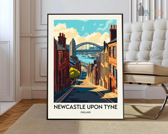 Newcastle Upon Tyne England Tyne Bridge Street Travel Poster