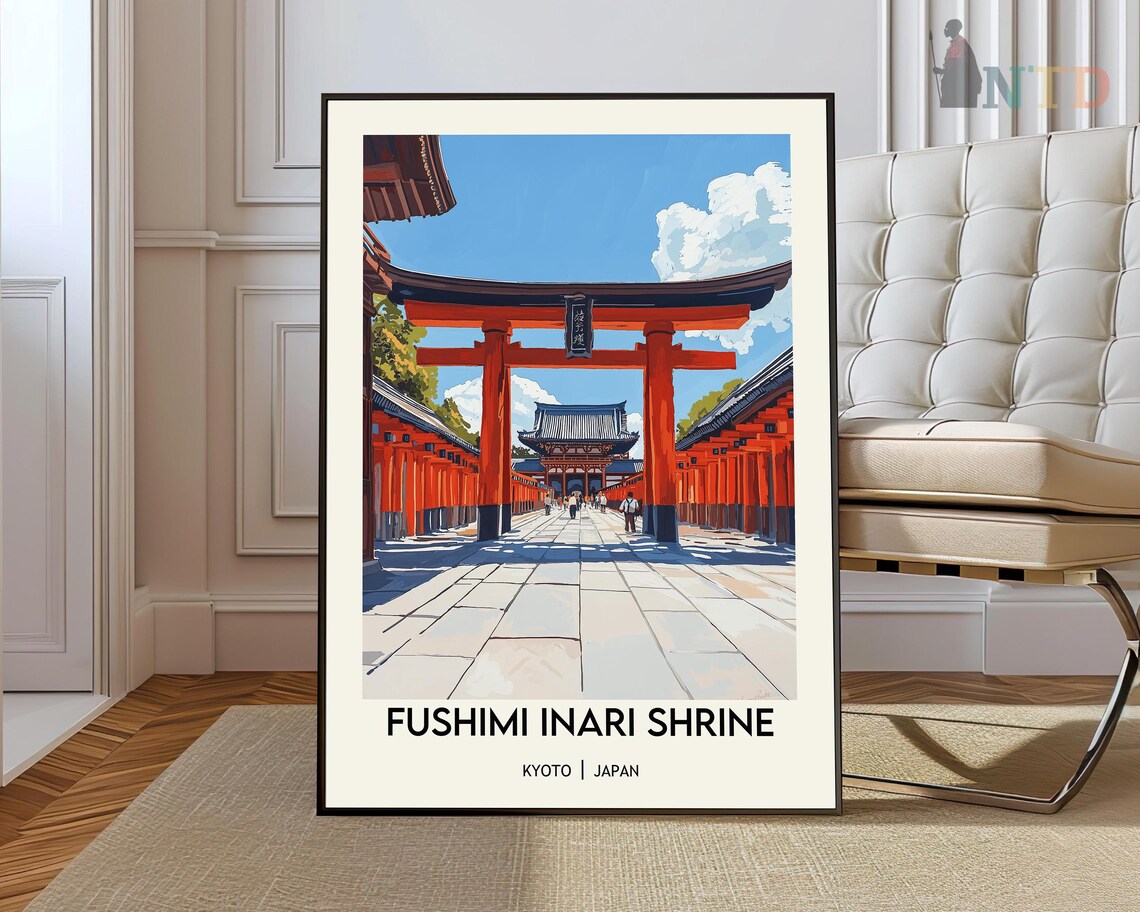 Fushimi Inari Shrine Kyoto Japan Red Torii Gates Travel Poster