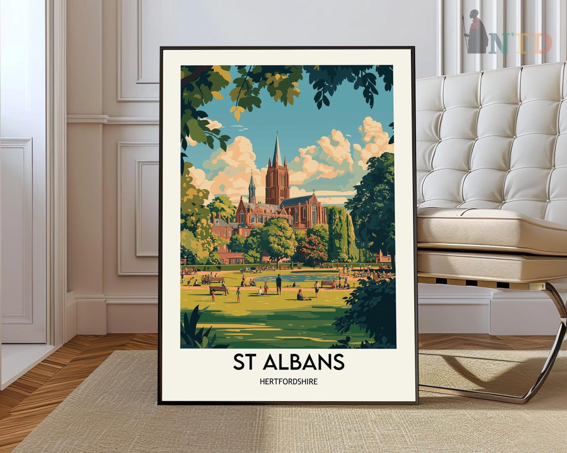 St Albans Cathedral Park Hertfordshire England Travel Poster