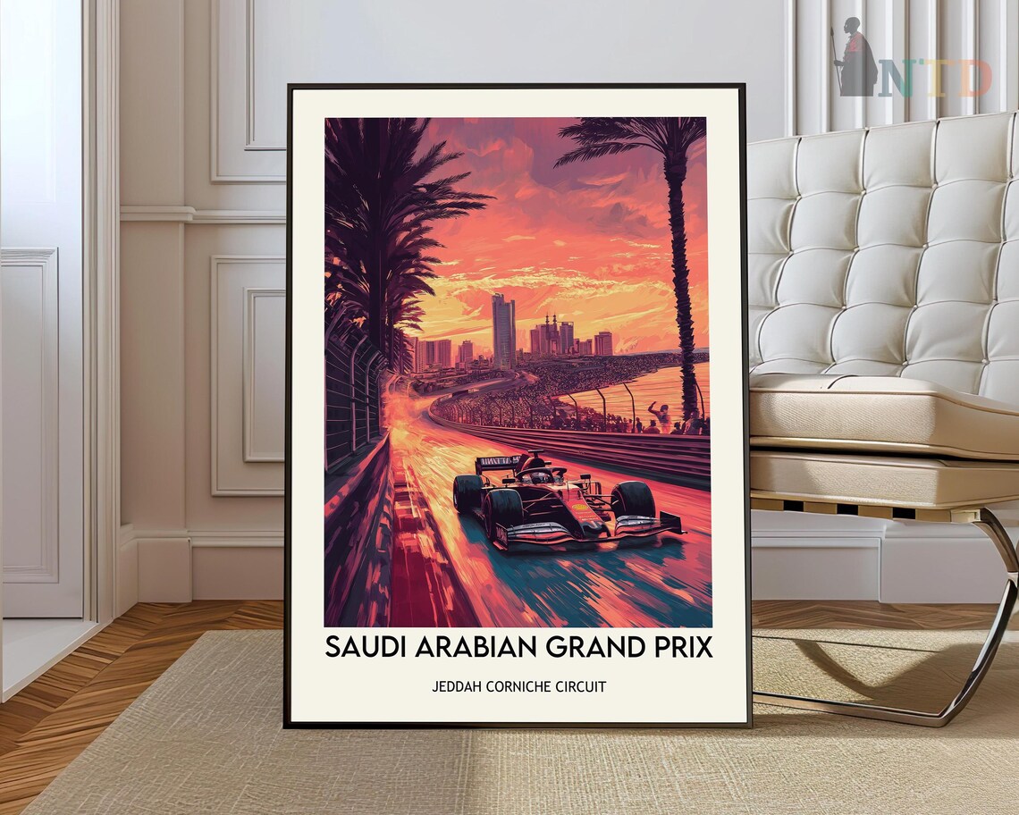 Saudi Arabian Grand Prix Jeddah Corniche Circuit Sunset Poster