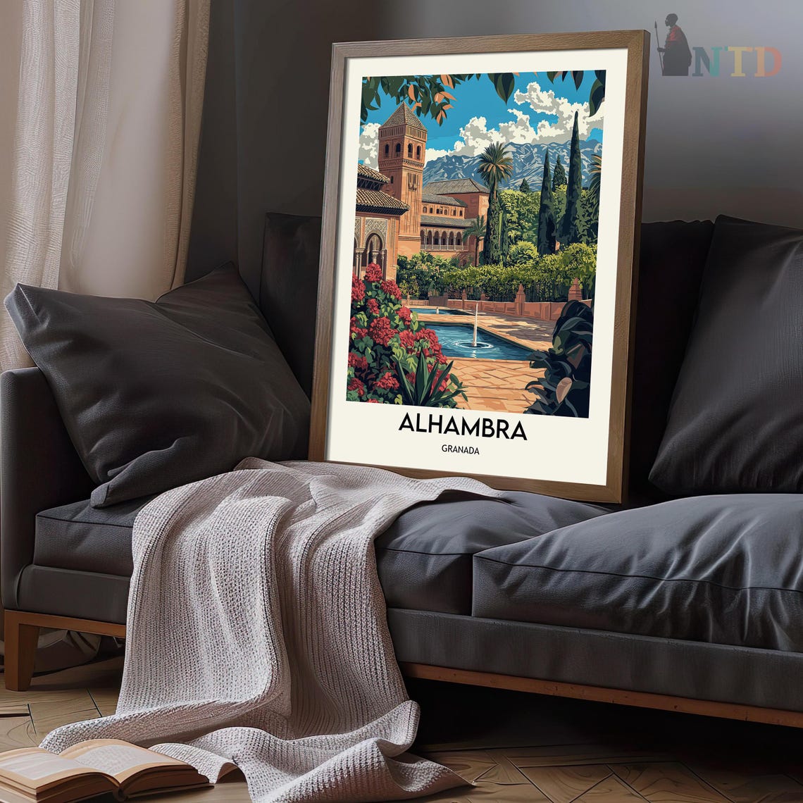 Fountain Gardens of the Alhambra Granada Spain Travel Poster - Image 3
