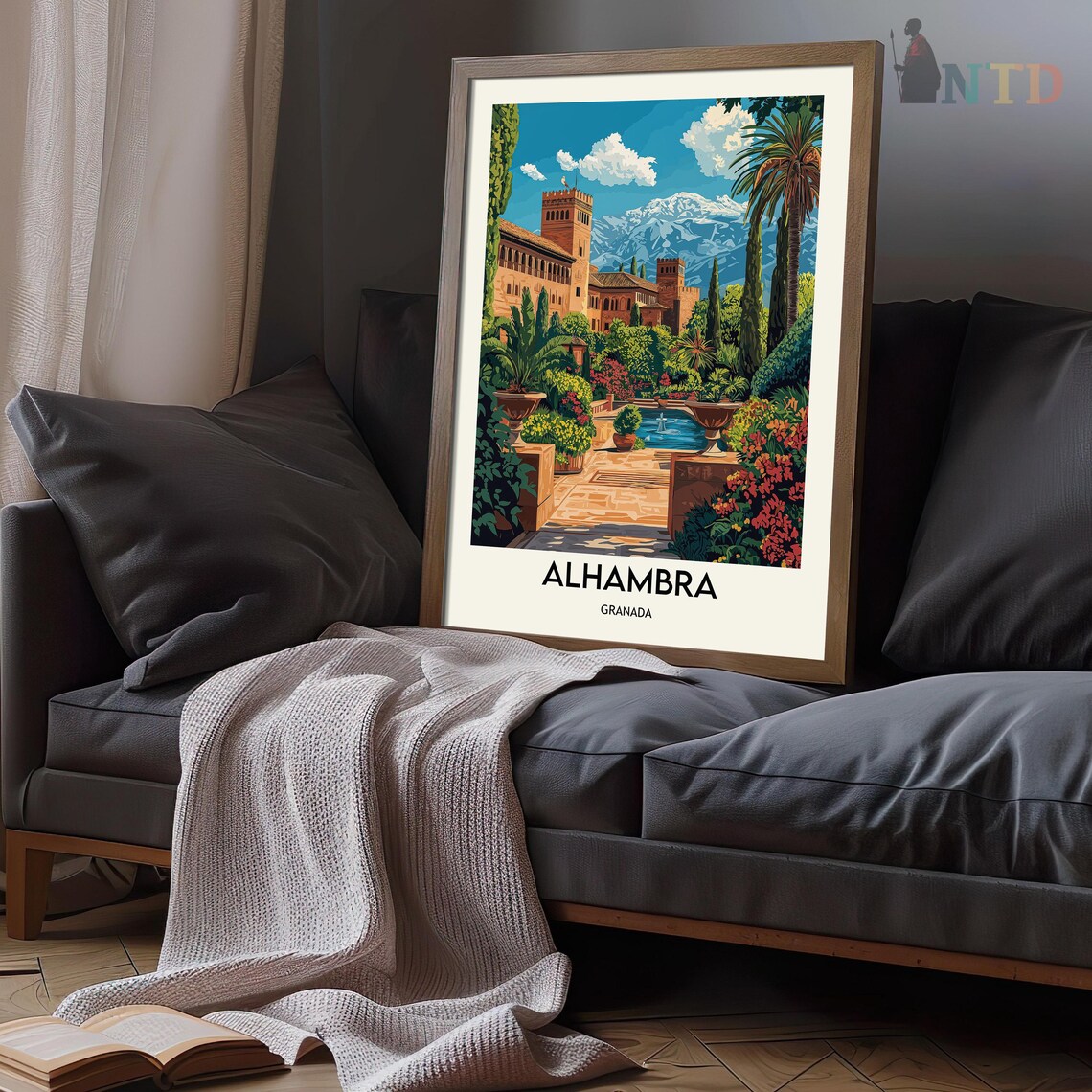 Alhambra Palace and Snowy Sierra Nevada Granada Spain Travel Poster - Image 3