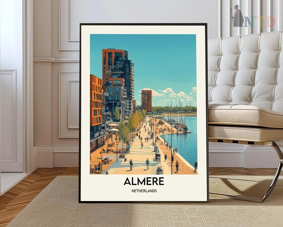 Almere Netherlands Modern Waterfront Promenade Scenic View Poster