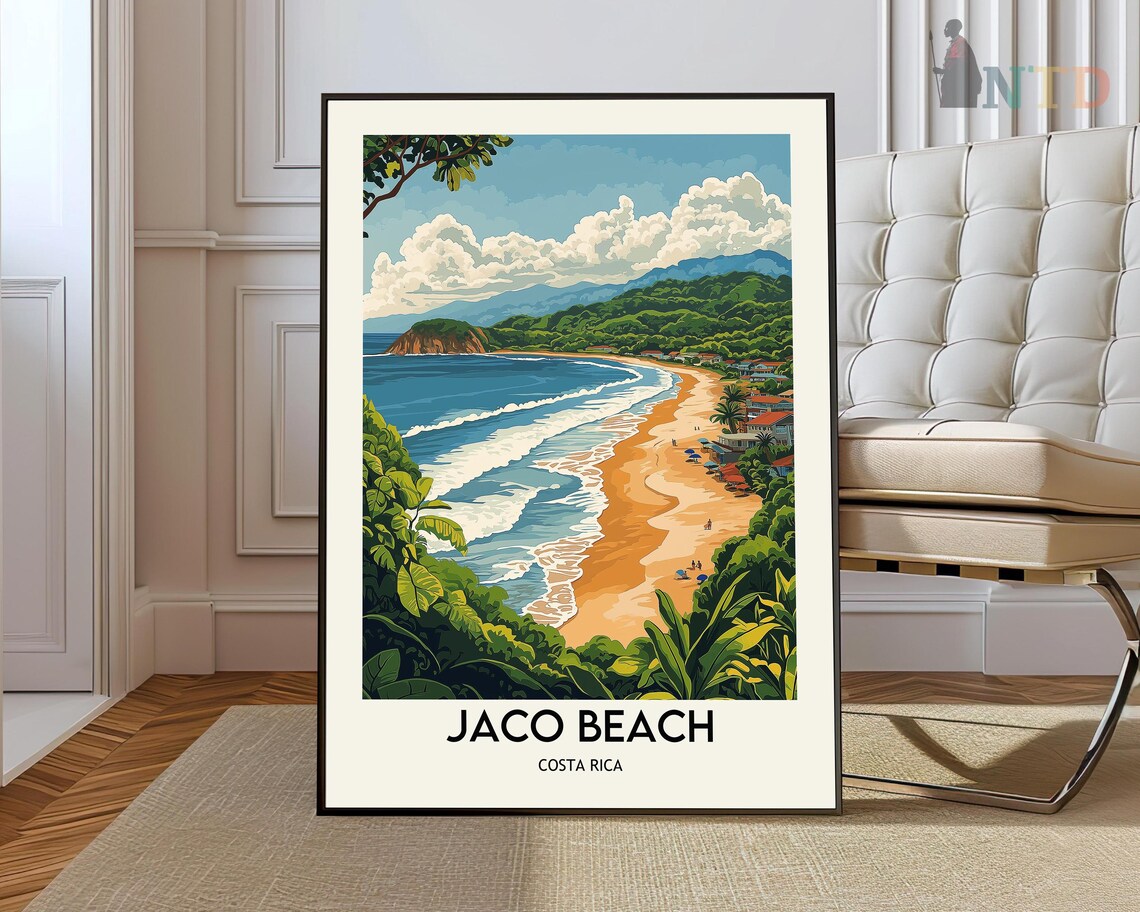 Jaco Beach Costa Rica Tropical Shoreline Surf Coast Travel Poster