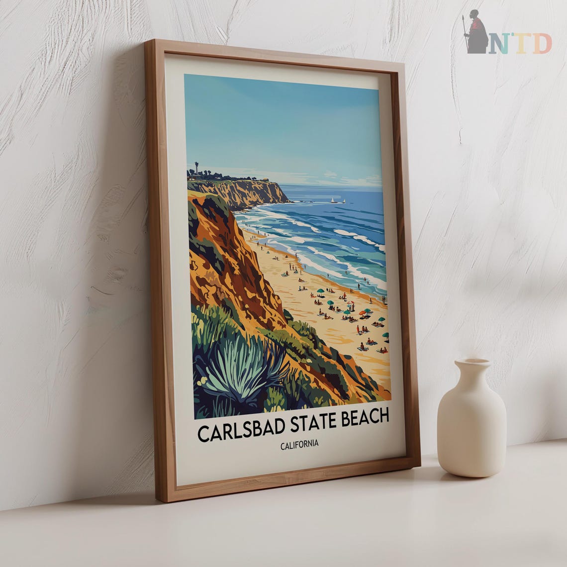 Carlsbad State Beach Cliffs Long Shoreline Vintage Travel Poster - Image 2